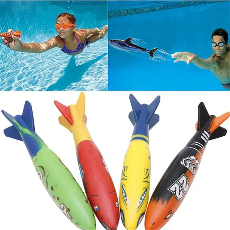 

4Pcs/Set Torpedo Rocket Throwing Toy Swimming Pool Diving Game Summer Torpedoes Bandits Children Underwater Dive Sticks Toy