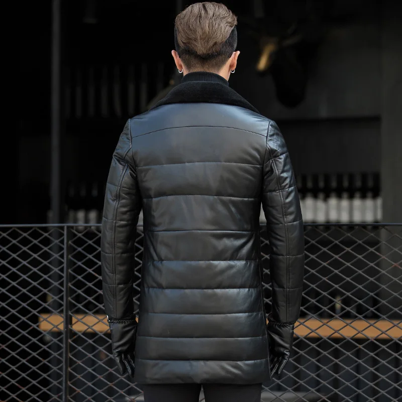 Azazel Новая зимняя мужская куртка из натуральной кожи куртка-пуховик овечьей