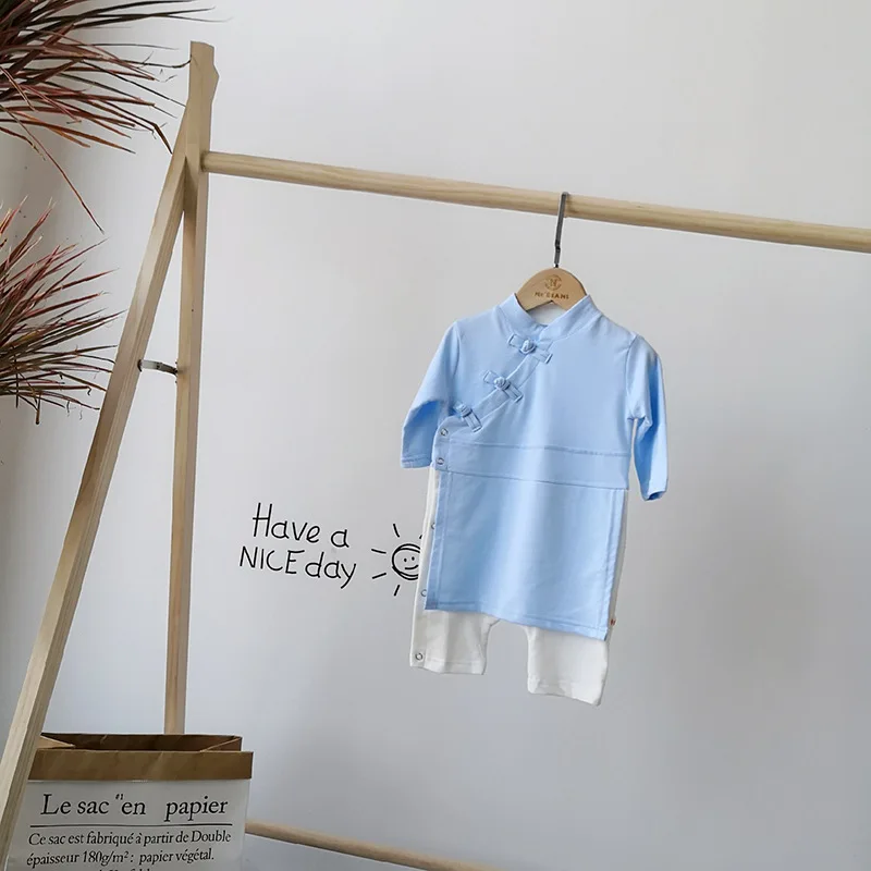 Китайская одежда традиционная Хань для младенцев девочек мальчиков комбинезон