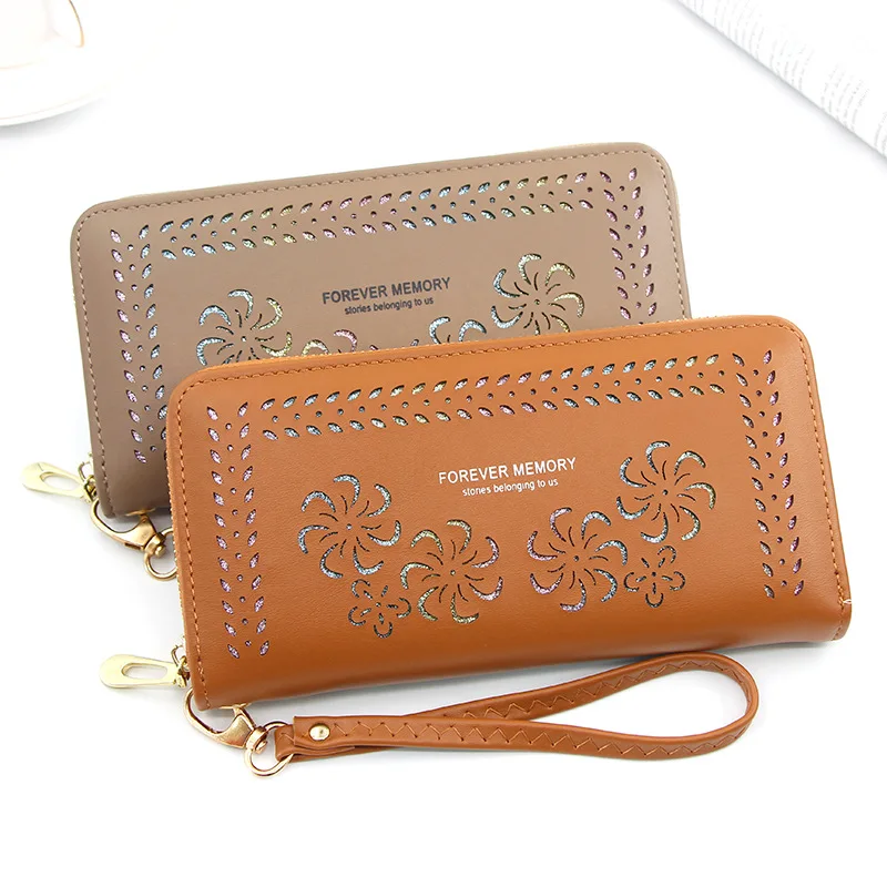 New European and American women's wallet holding bag long zippered large-capacity mobile phone bag empty handbag wallet  luxury