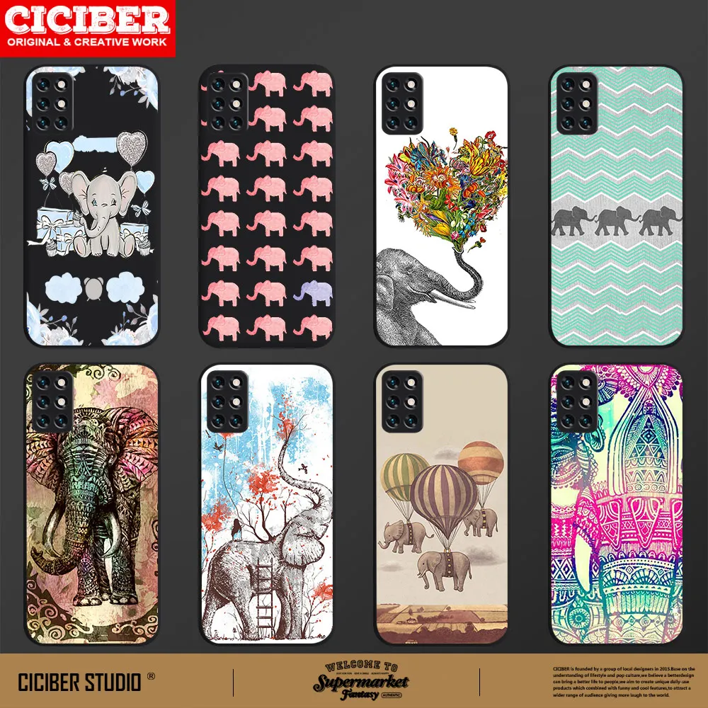 

Cute Cover for Oneplus 8 8T 9 9R 7 7T 6 6T Pro Nord N10 N100 Phone Cases For1+8 1+7 1+6 1+9 1+9R Black TPU Phone Cases Elephant