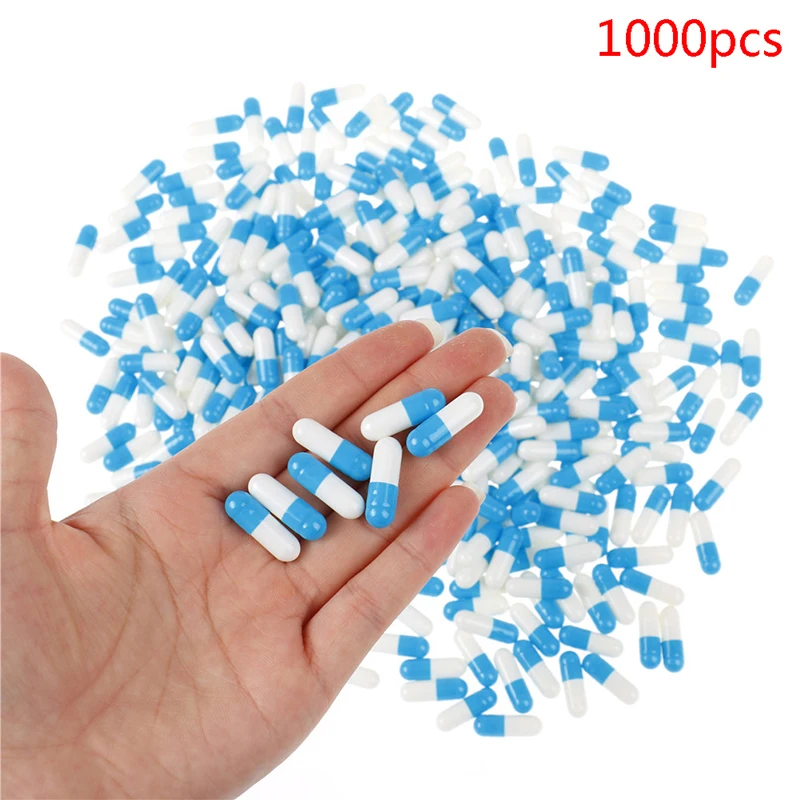

1000Pcs Empty Hard Gelatin Capsule MedicineCapsule 1# blue And White Empty Pill Empty Pill Capsule
