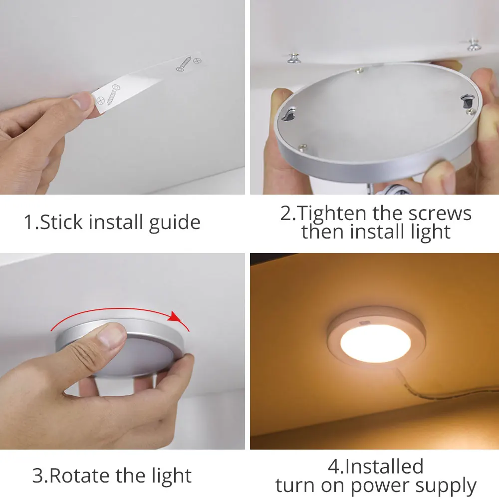 3 Вт датчик движения светодиодная подсветка под шкаф круглый 21 СИД Кухня смарт