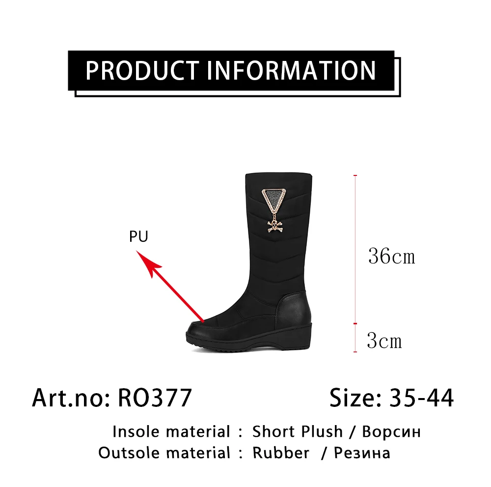 

Rjn New Stylish Mid-Calf Boots Metal Decoration High Quality Handmade Boots Comfortable Anti-skid Platform Shoes Women Red RO377