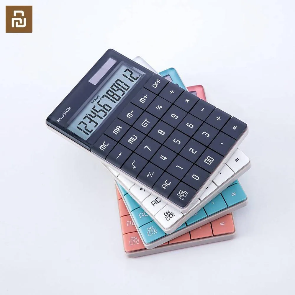 Youpin 4 Colors Nusign Calculator 12-bit Dual Power Flat Panel Button ABS Computer For Arithmetic Office Smart Home