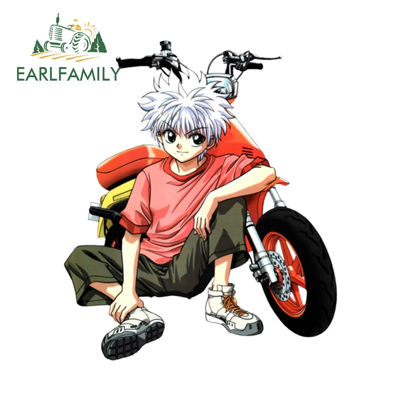 

EARLFAMILY 13cm x 11.1cm for Killua Zoldyck Decal Windshield Sunscreen Car Sticker Motorcycle Scratch-Proof Vinyl JDM Decoration