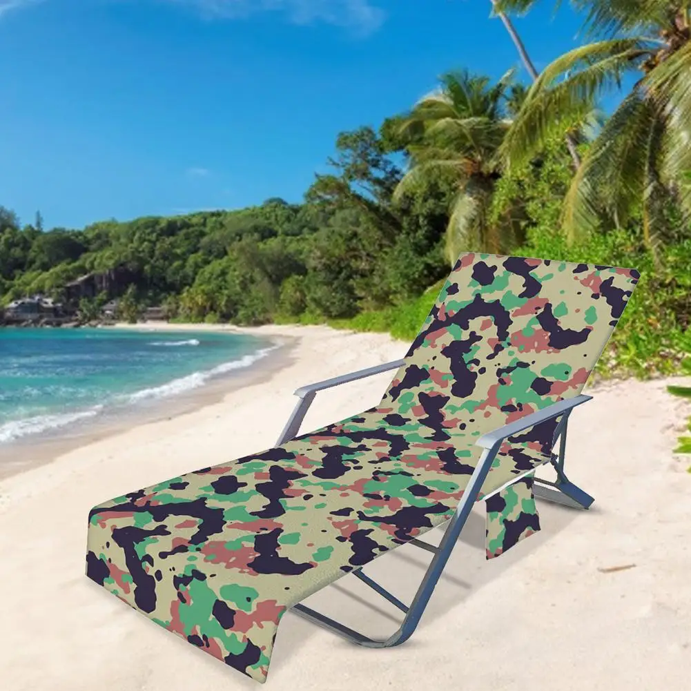 

Camouflage Beach Towel Recliner Chair Cover Soft Absorbent Pad With Pocket Summer Outdoor Garden Pool Sun Lounger Mat Quick-dry