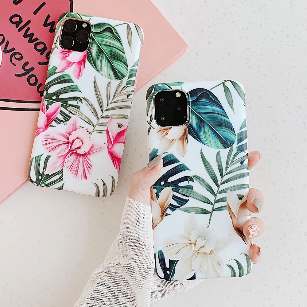 LOVECOM художественные цветы банановый лист чехол для телефона для iPhone 11 Pro Max XS Max XR 6 6S 7 8 Plus X Ретро Цветочный Мягкий чехол на заднюю панель телефона