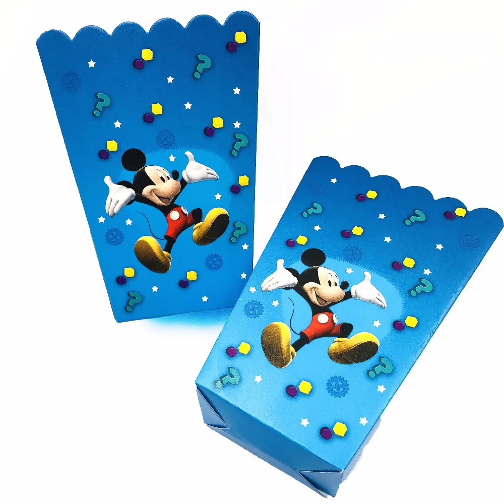 

6pc/set Mickey Mouse Theme Paper Popcorn Box Cartoon Theme Party Decoration For Baby Happy Birthday Party Supplies