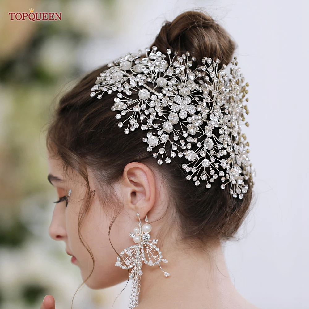 

TOPQUEEN HP240 100%Handmade Wedding Hair Accessories Bridal Headwear Rhinestone Headband Bridal Headdresses Crystal Wedding