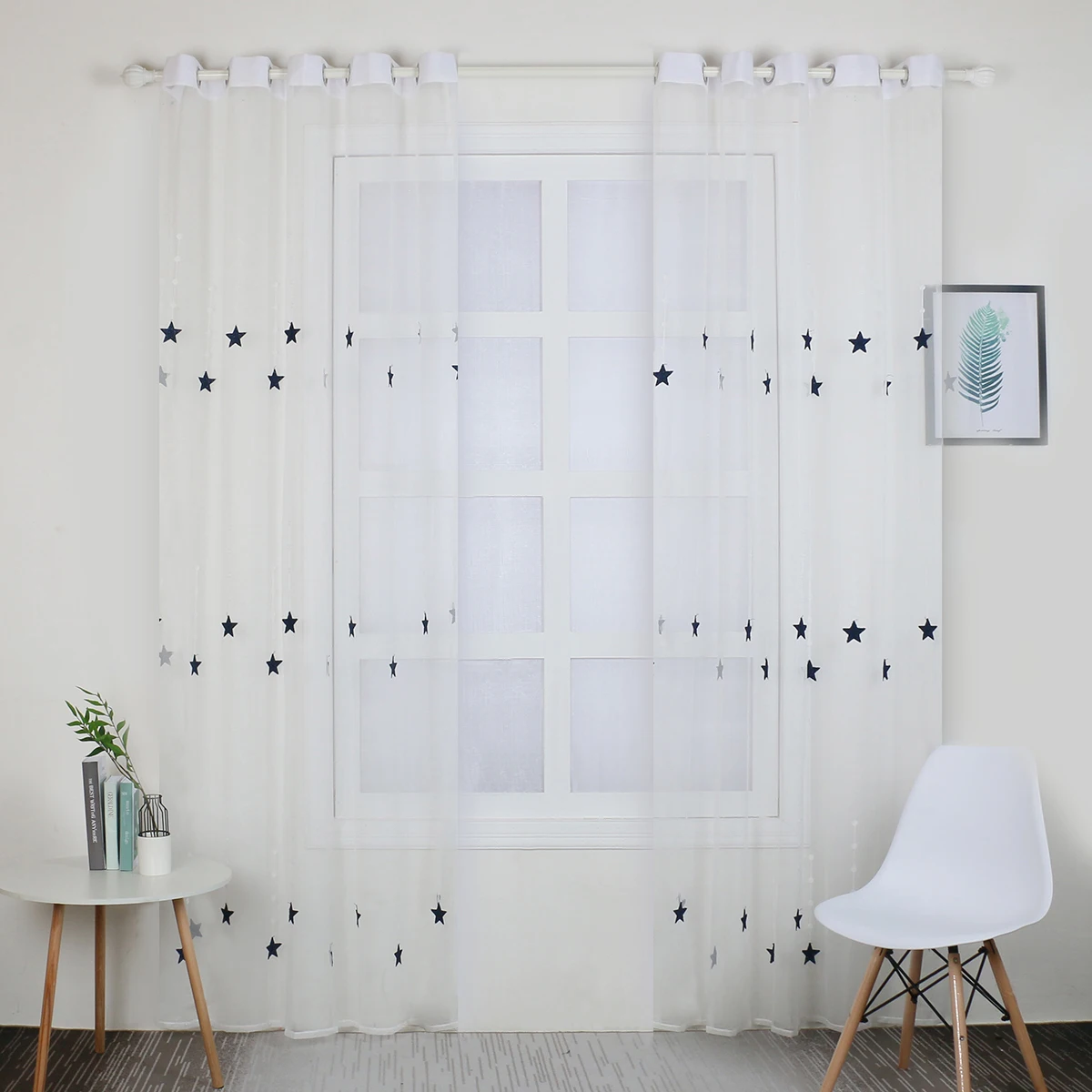 Белые вышитые оконные шторы НОВЫЕ геометрические белые с вышивкой тюль гостиная