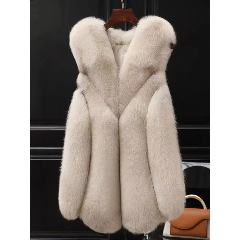 

New Arrival Long Faux Fur Vest Fluffy Jacket Plus Size Women Slim Fake Fur Coats High Quality Artificial Fur Gilet