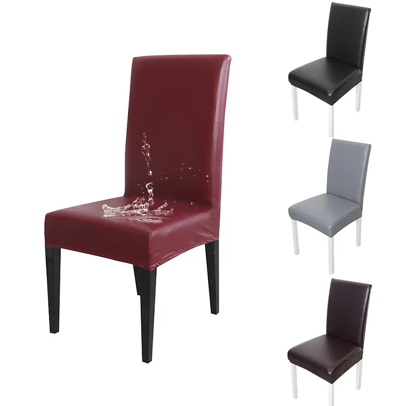 

Waterproof Black Chair Covers Pu Removable Anti-dirty Seadining Room Chair Cover Dinner Office Weeding Home Restaurant Decor