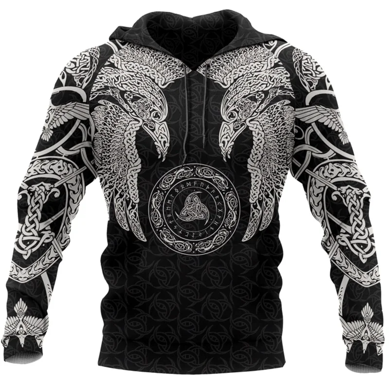 

Viking Munin Crow-odin Tattoo 3D Printed Hoodies Harajuku Fashion Hoodie Autumn Unisex Hoodie Sudadera Hombre