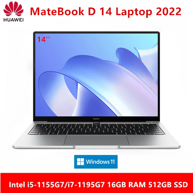 

Huawei MateBook D 14 2022 laptop Intel i5-1155G7/i7-1195G7 16GB RAM 512GB SSD WiFi 6 IPS full-screen notebook computer Ultrabook