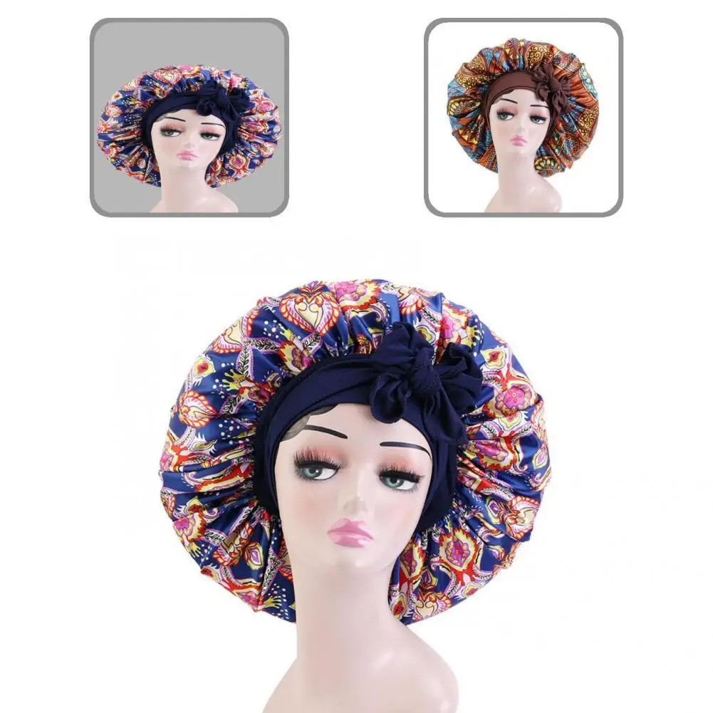 

Шапка для сна с имитацией атласной подкладкой, модная широкая эластичная с уникальным принтом, мягкая текстурная, для спа