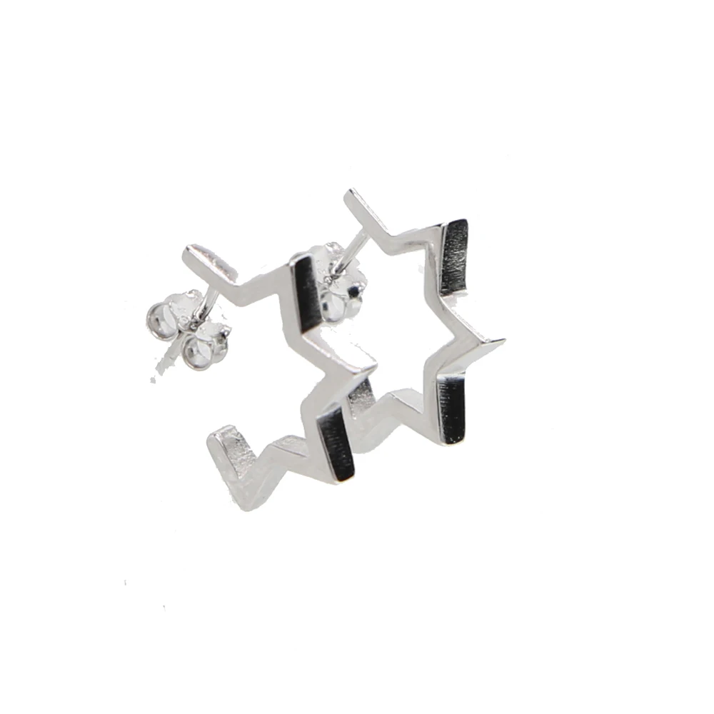 Женские серьги гвоздики из серебра 925 пробы золотистого цвета|star earrings|designer