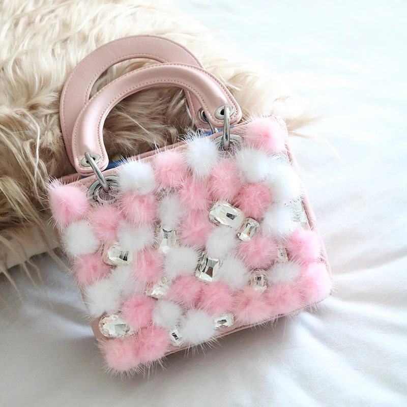 

New fashion bag foreign style mink fur ball fur bag