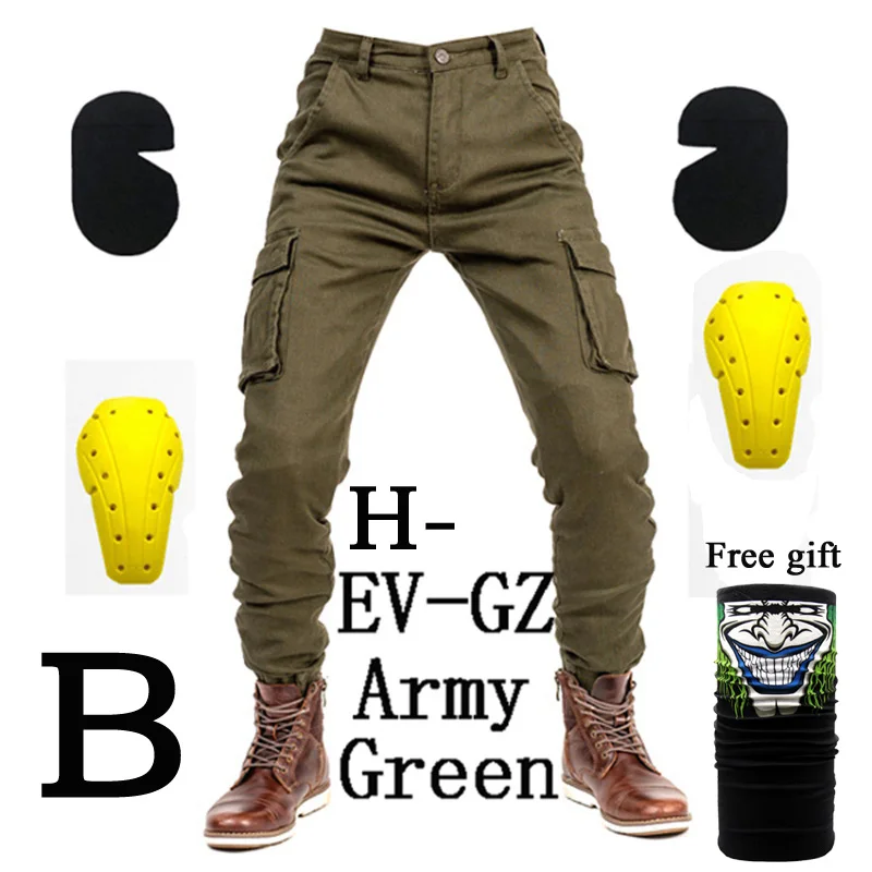 H-EV-GZ Army Green B Мото rcycle комбинезон джинсы с защитой от падения тонкие джинсовые велосипедные гоночные брюки мото кросс мото комбинезон брюки мото rcycle брюки карго - Цвет: H-EV-GZ Army Green B