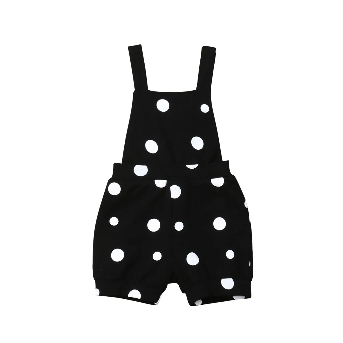 Bib Pant Черная одежда в горошек для новорожденных девочек и мальчиков; Одежда для младенцев; Летний комбинезон без рукавов с лямками; комбинезон; короткие штаны; комплект одежды - Цвет: Bib Pant