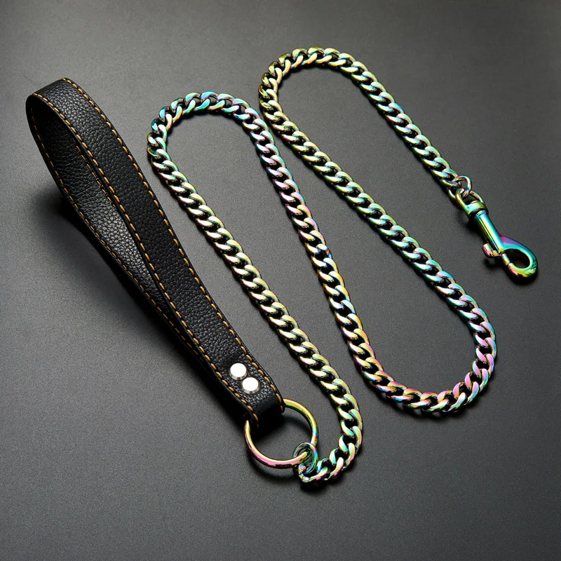 

Heavy Duty Dog Chain for Large Dogs Pitbull German Shepherd Colorful Plated Stainless Steel Dog Leash Pet Stuff Accessories