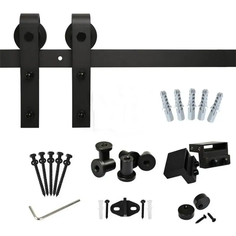 

2 м дверь раздвижной сарай рабочие деревянные двери трек оборудование для интерьера шкафа подвесные рельсы набор Гладкий бесшумный сарай д...