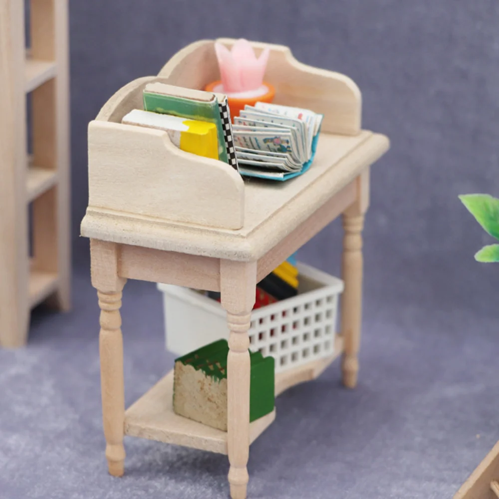 

Miniature Wooden Desk Mini Simulation Furniture Durable Accessory