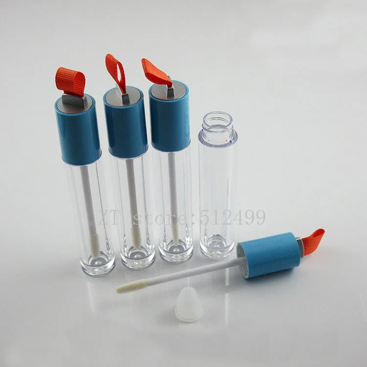 

9ml 30/60pcs Empty Satin Cosmetic Lip Gloss Tube,DIY Lip Balm Container with Blue Lid,Refillable Round Lipgloss Bottles Package