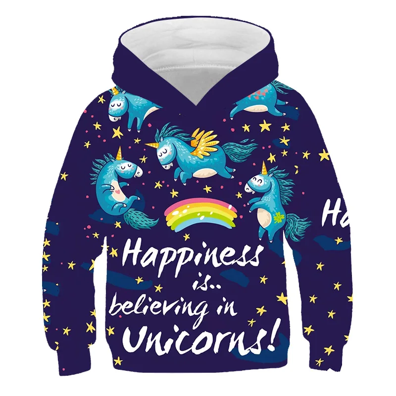 

New 4-14 Year Old Fashion 3D Unicorn Printed Hoodie Baby Boys Girls Sweatshirt Kids Casual Hoodie Warm Winter Children Clothing