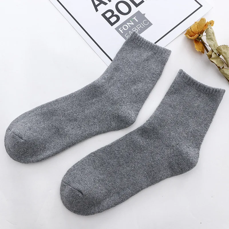 

5 Pair Men Business Casual Winter Ankle Socks Thickened Solid Color Crew Cotton Socks Breathable Comfortable Sport Footwear Sox