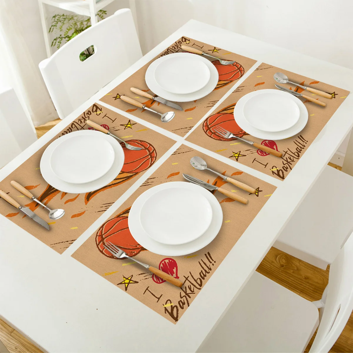 4 6 штук в партии с рисунком пентаграммы коричневый Баскетбол Кухня набор