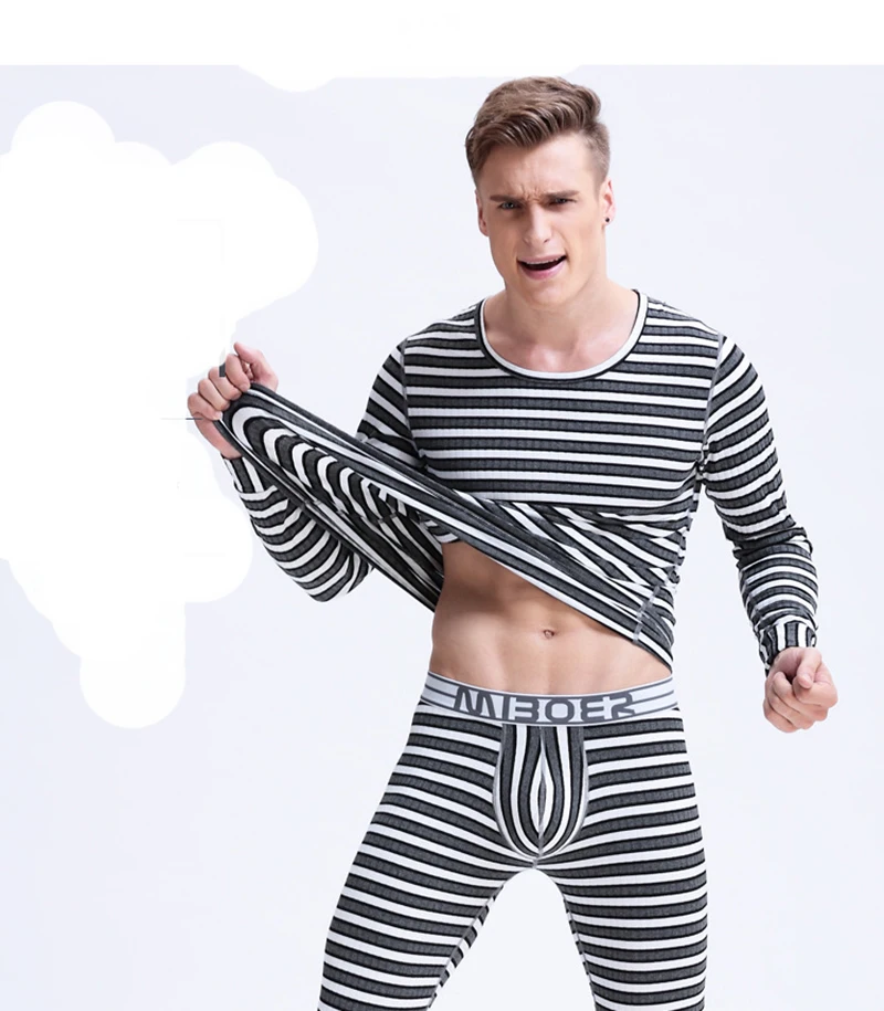 New Mens Long Sleeve Long Johns Warm Thick Plus Velvet Winter Thermal Underwear Men Autumn Tops Pants Not Sets