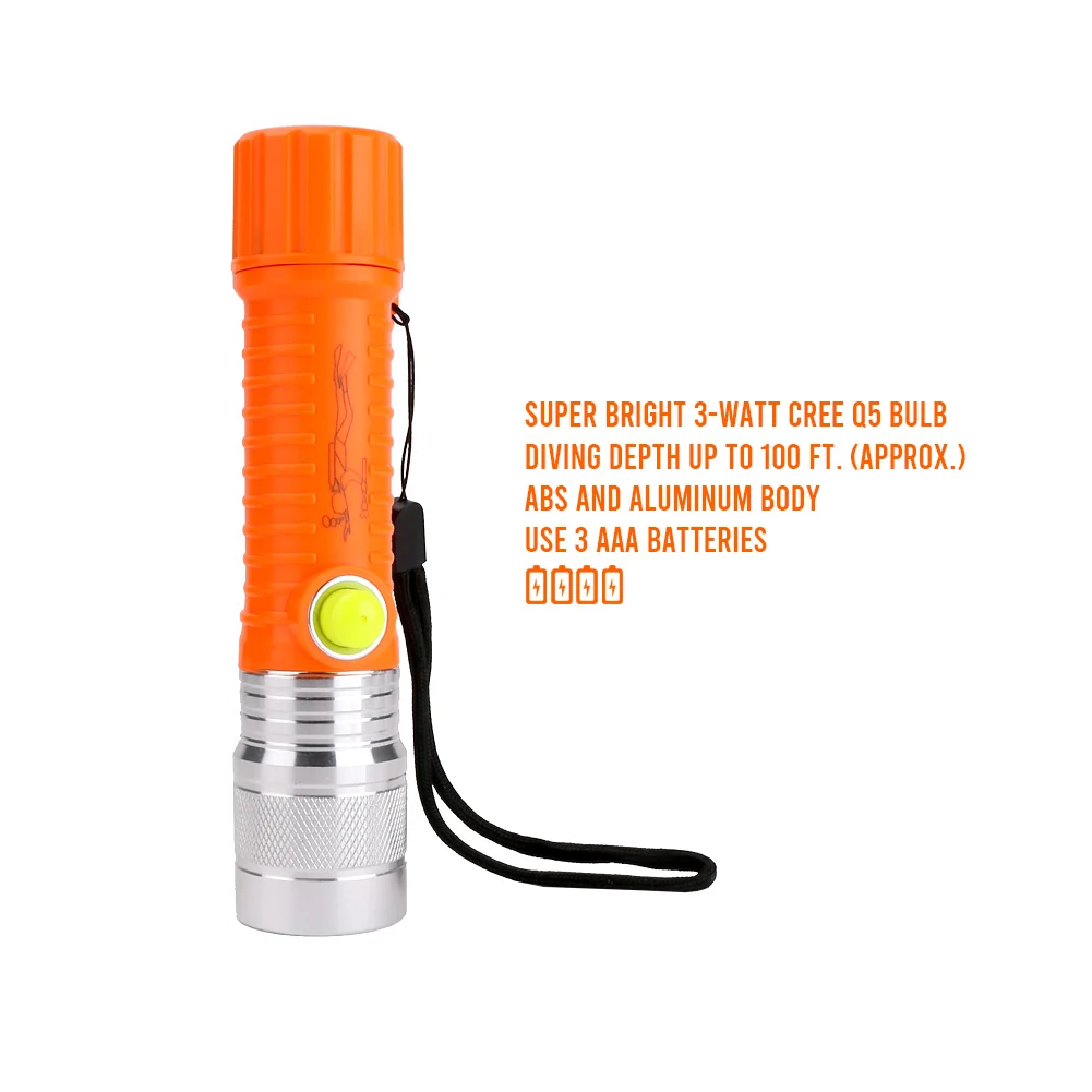 

Portable Diving Flashlight Waterproof Zoomable Lighting Modes Battery Torch Waterproof Camping Light