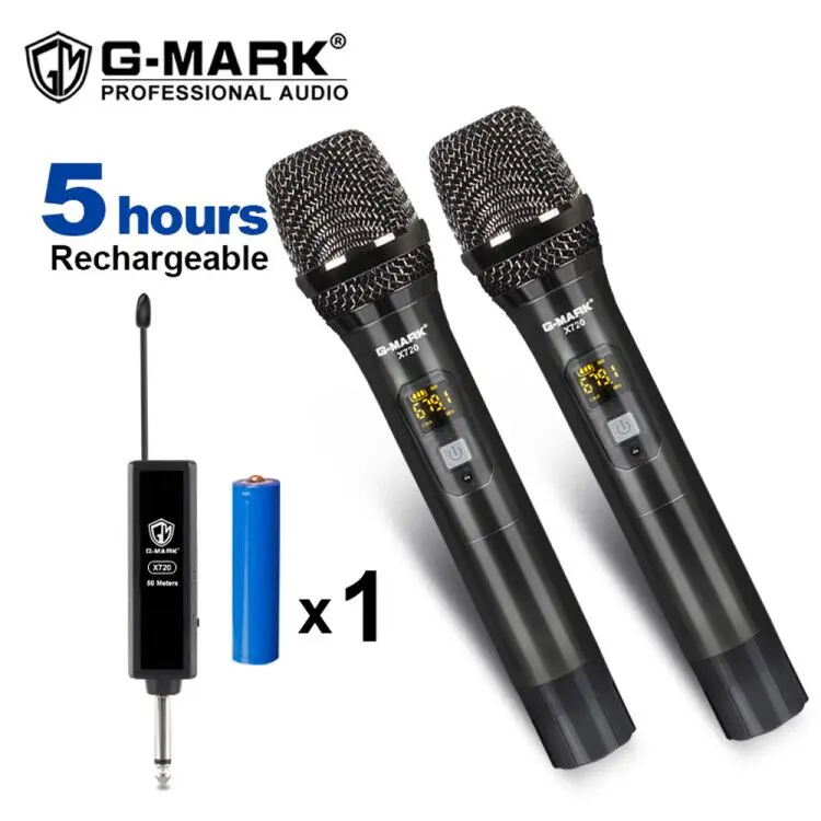 Беспроводной микрофон G MARK X720 UHF Запись Караоке ручной динамический 2 Каналы 50 м