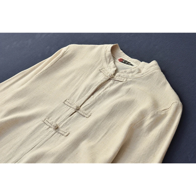 

Traditional Chinese Women Kung Fu Uniform Linen Tea Set Sprin Yaga Tang Suit Tai Chi Robes Female Oriental Long Sleeve Hanfu