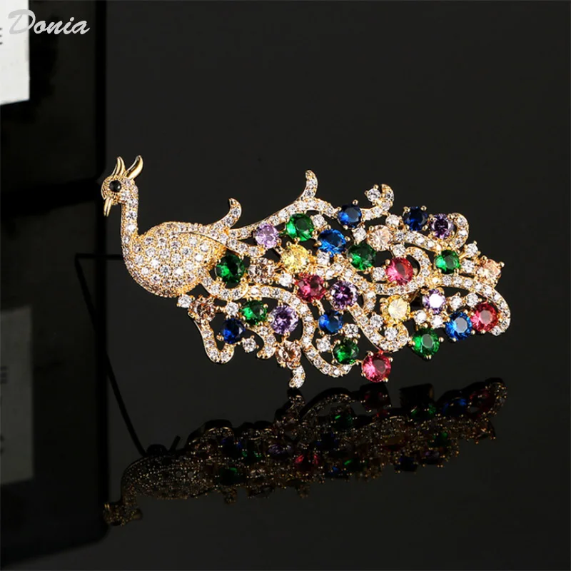 

Donia jewelry New Animal Brooch Big Peacock Animal Color AAA Zircon Retro Court Zircon Banquet Corsage Pin Accessories