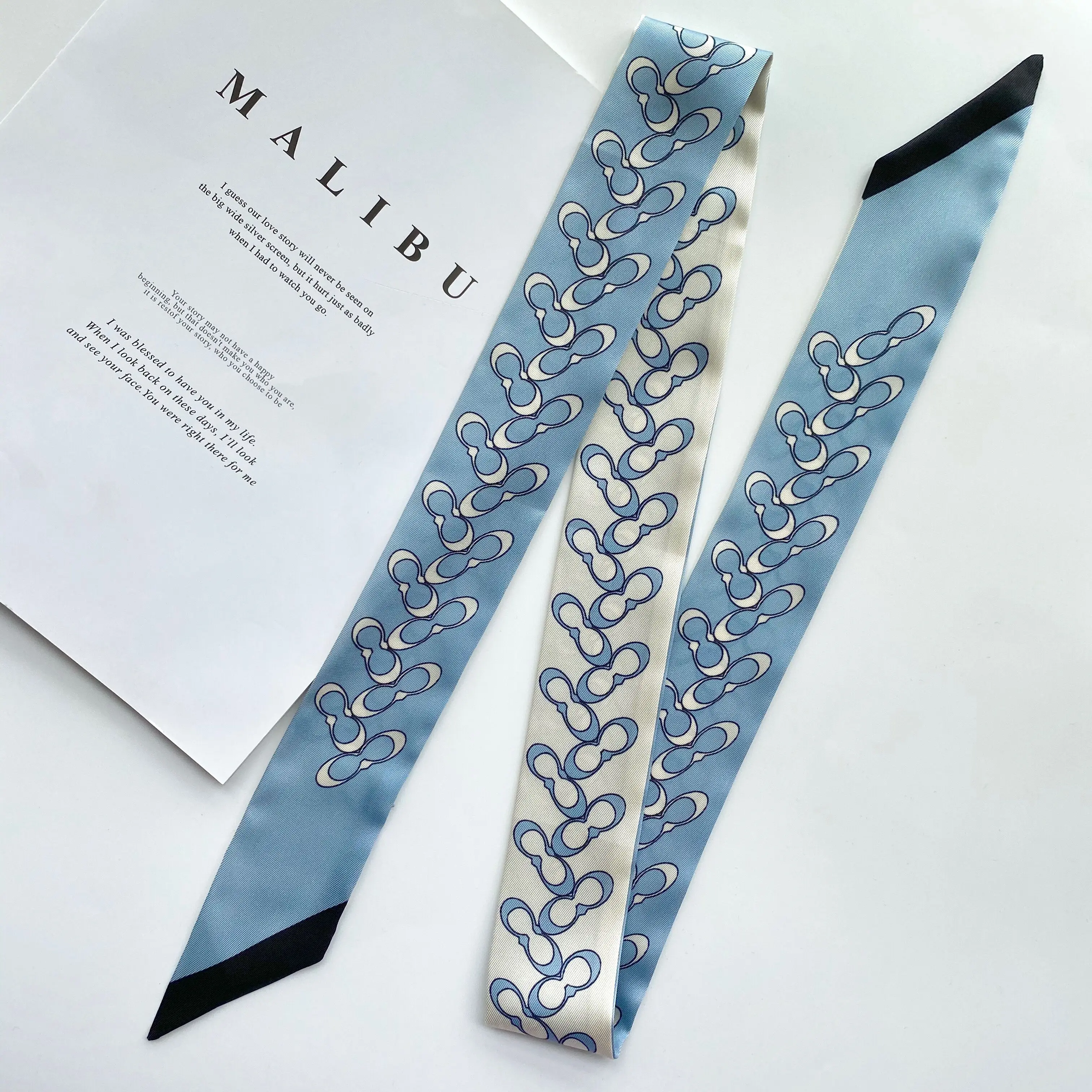 

New Small Long Silk Twill Silk Scarf Hair Band Elegant