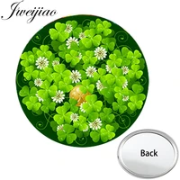 youhaken lucky clover photo pocket mirror four leaf clover plant natural compact portable makeup vanity hand mirrors