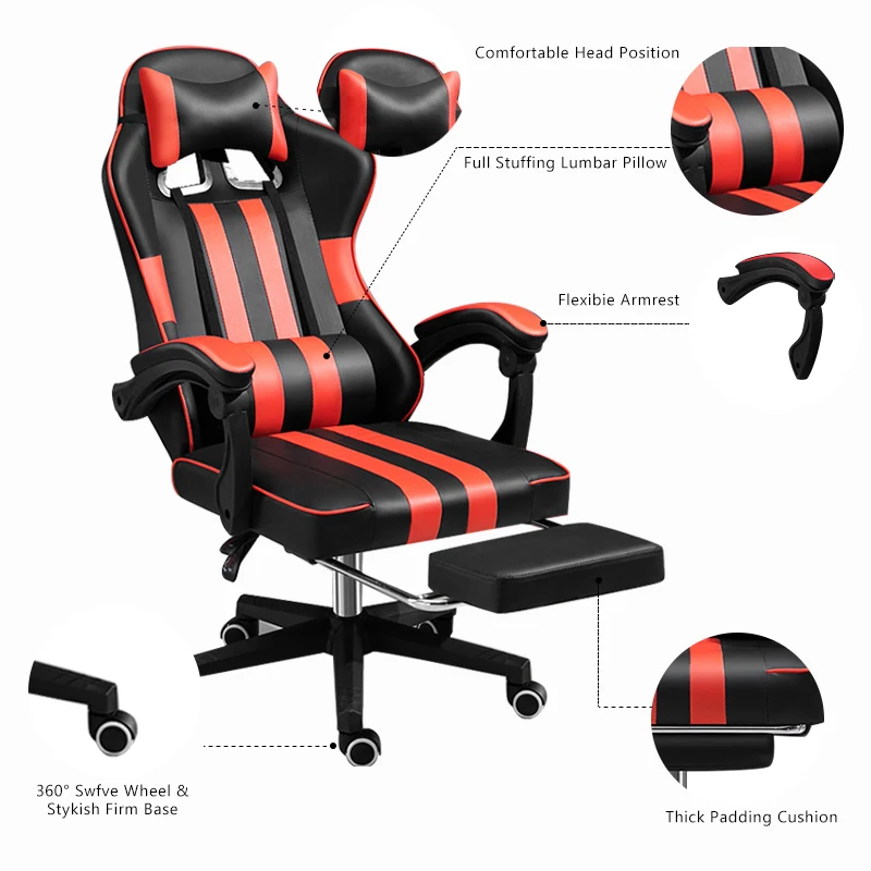 Новый гоночный синтетический кожаный эргономичный игровой стул Интернет кафе