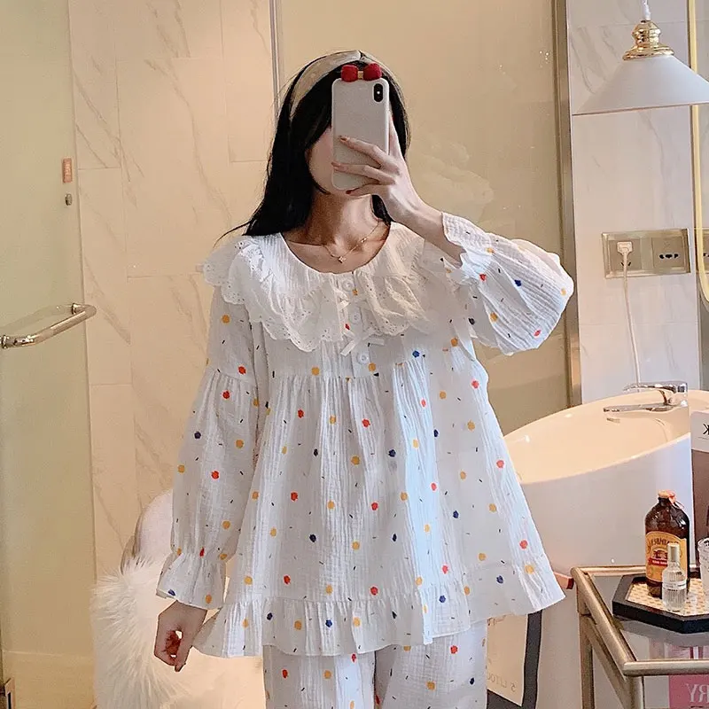 Пижама для грудного вскармливания из 100% хлопка тонкая Удобная дышащая ночная