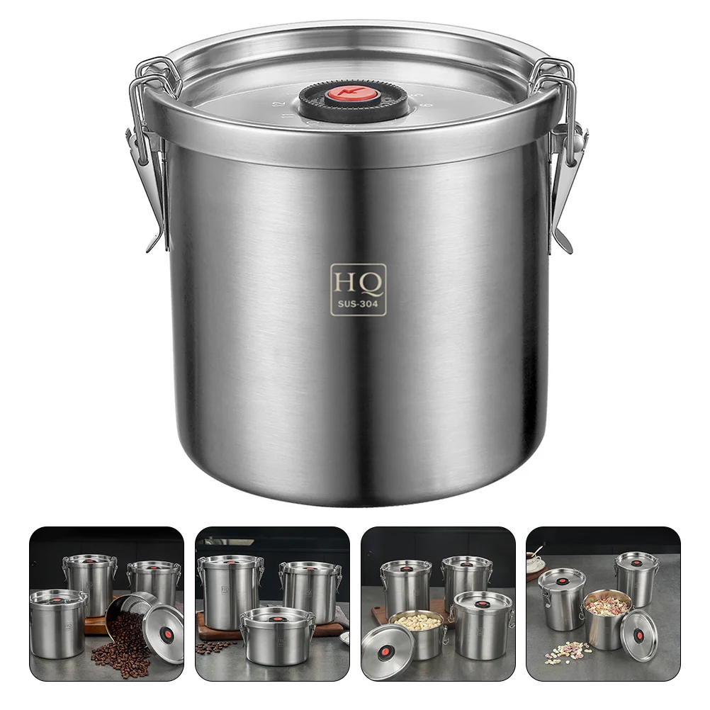 

1Pc Stainless Steel Food Sealed Tin Snack Tea Storage Container Cereals Canister