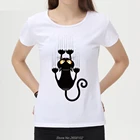 Женская мода Naughty с принтом кота, футболка с круглым вырезом и короткими рукавами женские Забавные топы; Новинка; Футболки; Футболка для девочек в стиле Харадзюку уличная одежда