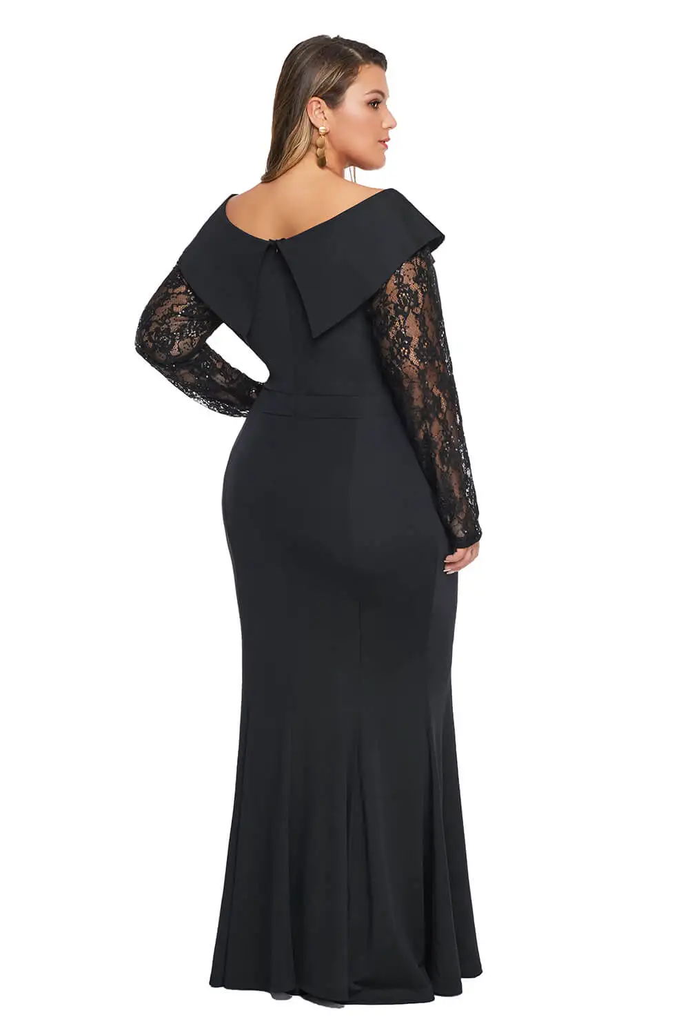 Adogirl XL-5XL с бисером и кружевными рукавами, с открытыми плечами, плюс размер, вечернее платье, элегантное женское платье с v-образным вырезом, с высоким разрезом, облегающее длинное вечернее платье