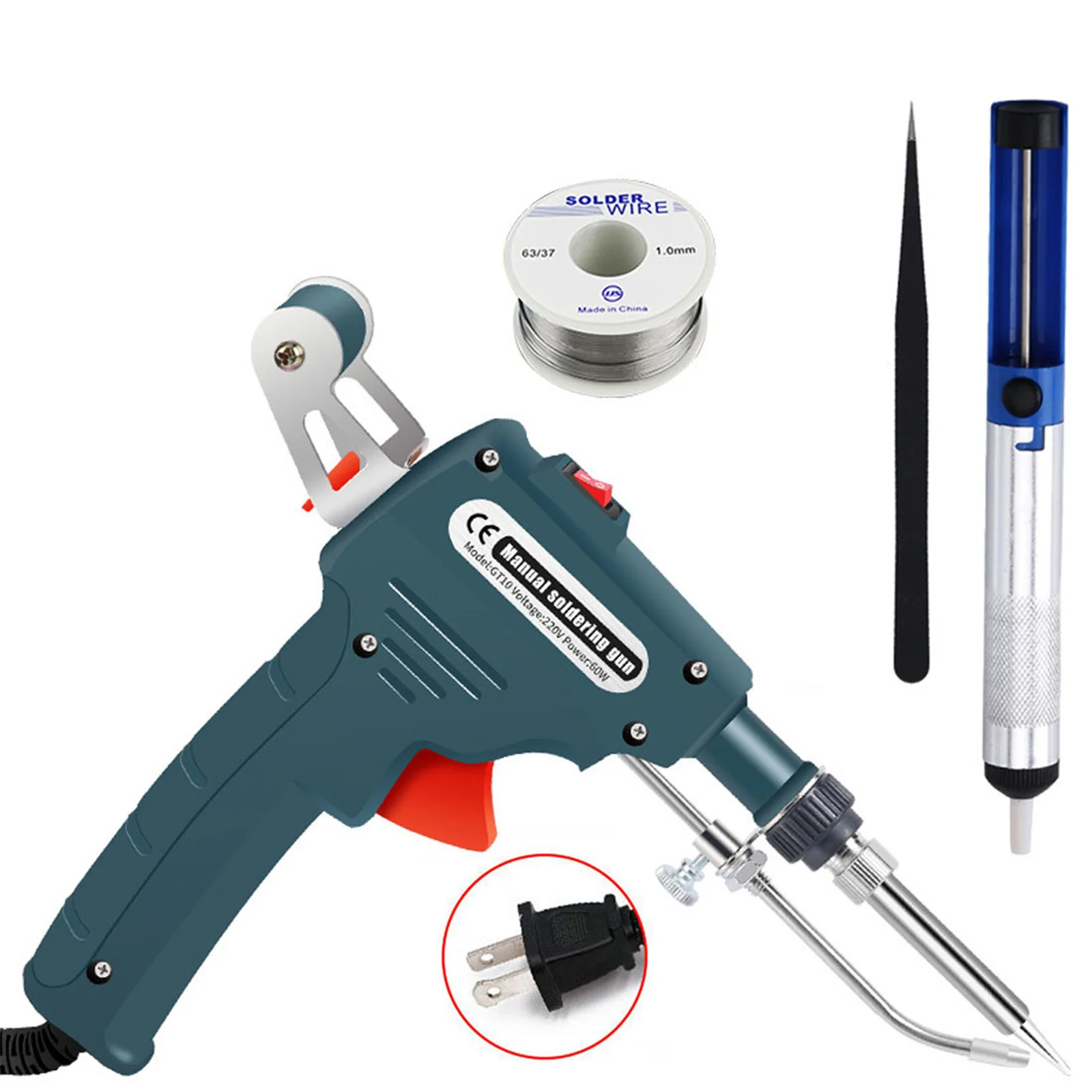 

Internal Heating Electric Soldering Iron Automatically Sending Tin Gun 110V/220V 60W U.S./EU Welding Repair Tool Handheld
