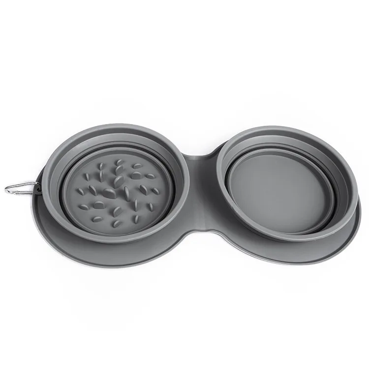 

Portable Silicone Pet Bowl Folding Pet Anti-vomiting Double use Food Water Bowl Dog Outdoor Pet Utensils Choke-proof Slow