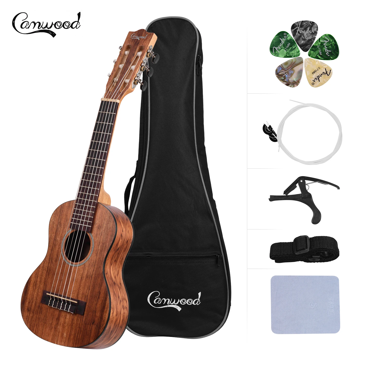 Camwood 21/23/28 дюймов 15 Лады миниатюрная гитара укулеле сопрано фирмы комплект из