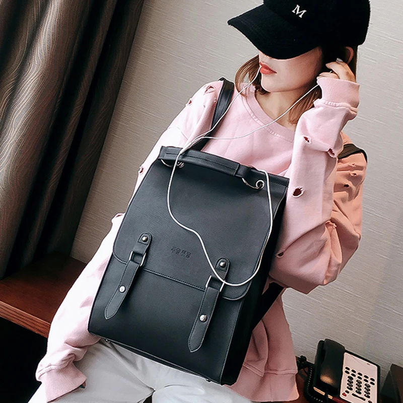 Модный женский рюкзак вместительный из искусственной кожи школьная сумка для