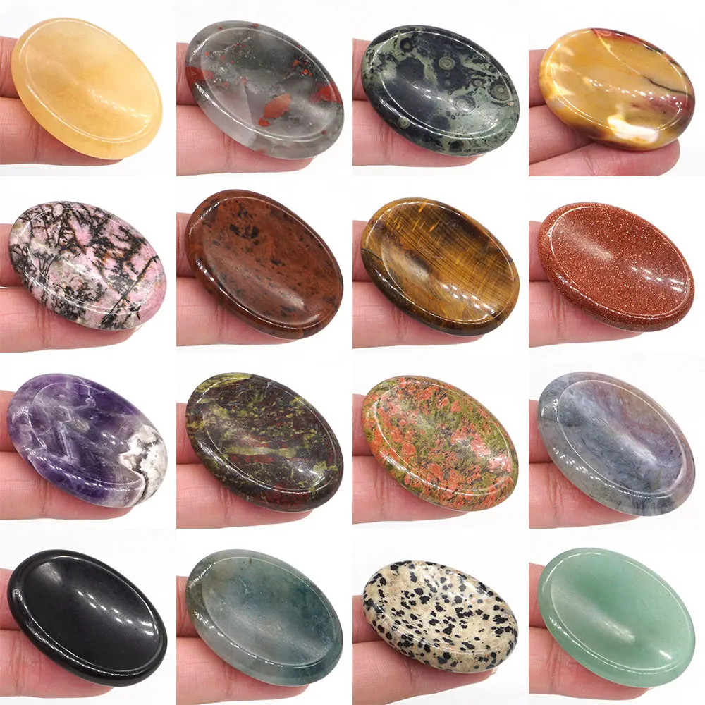 

Oval Thumb Worry Stone Crystal Healing Reiki Therapy Meditation Geometry Energy Finger Eye Massage Palm Pocket Gemstone Gift