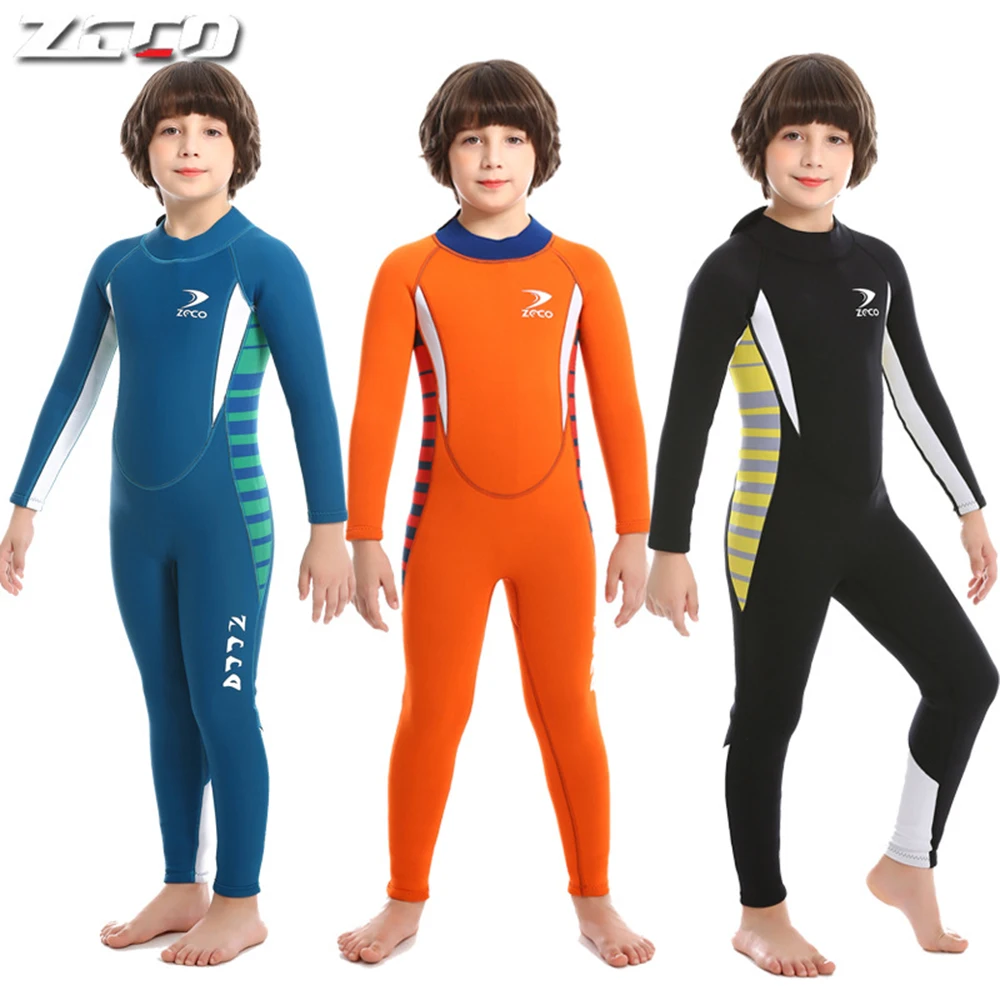 

Неопреновый Детский Гидрокостюм ZCCO 2,5 мм для мальчиков, цельный гидрокостюм с длинным рукавом, теплый и ветрозащитный гидрокостюм для подводного плавания и серфинга, новинка