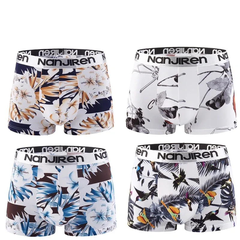Men Boxer Shorts Underwear Male Boxers Homme Ice Silk Boxershorts Panties Underpants Breathable Comfortable Print Sexy Shorts
